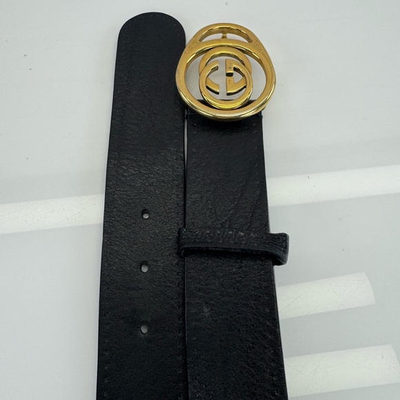 Gucci Black Leather Belt Unique Gold Logo Buckle 223916 90/36 - Picture 8 of 10